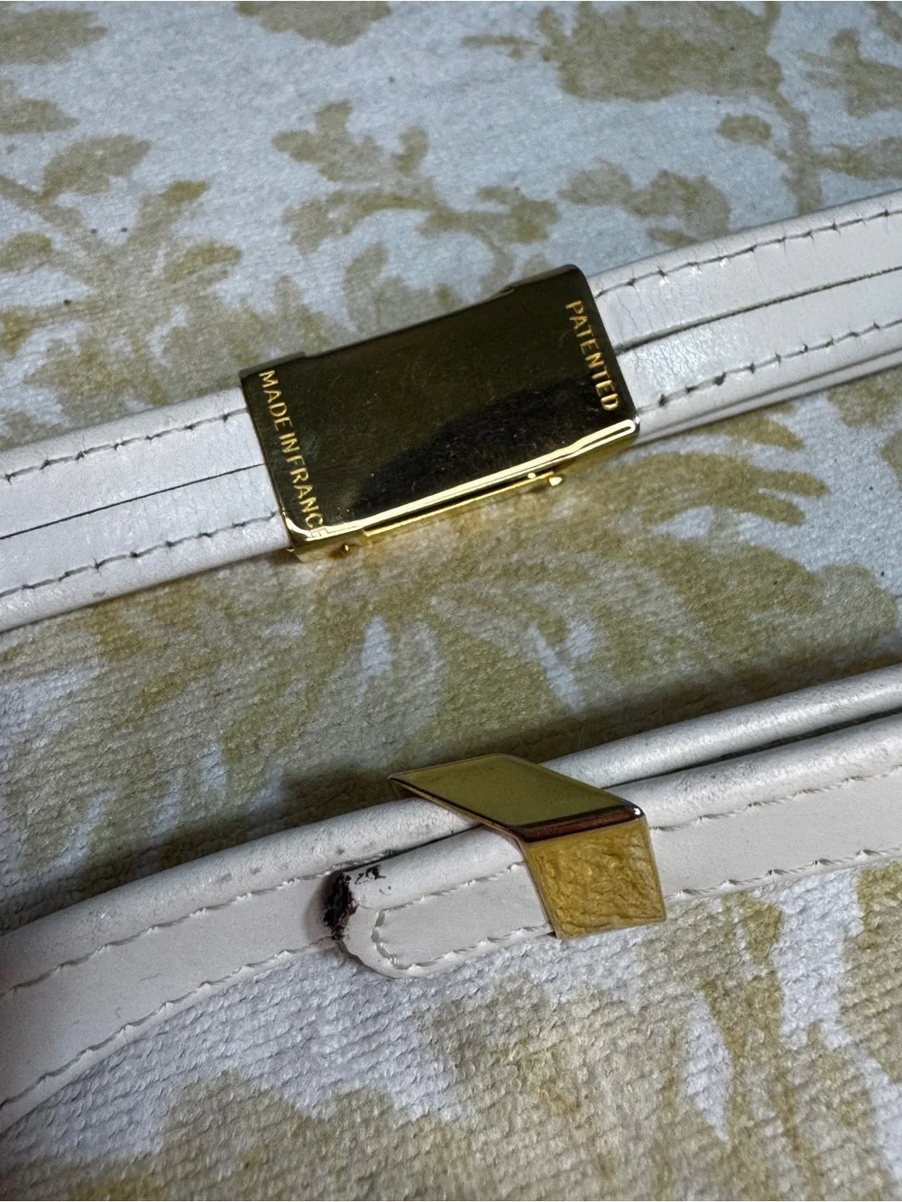 HC Paris White Solid Small Shoulder/Crossbody Bag Flap Magnetic Gold Hardware